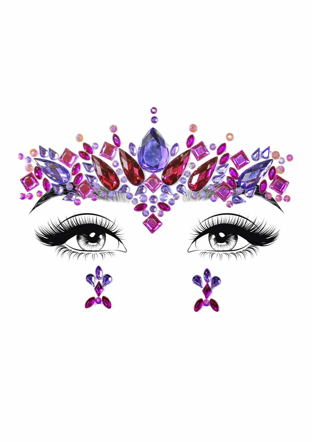 Face jewels met fuchsia en paars