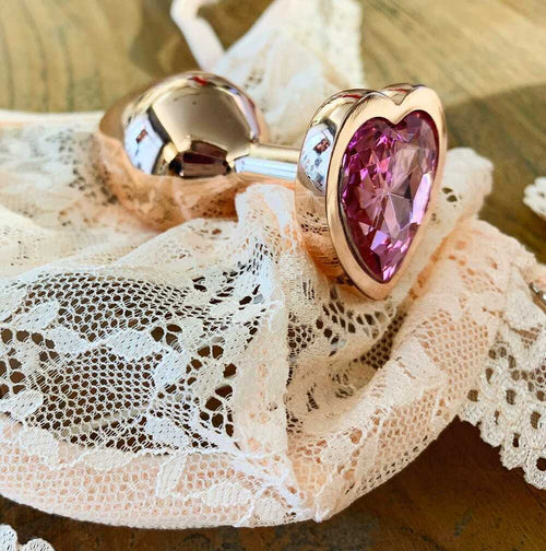 Roze goud plug met edelsteen